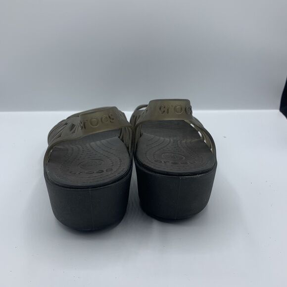 Crocs Adrina III Mini Wedge Sandals Women’s 9 Espresso Brown Slip On Shoes - Picture 2 of 8